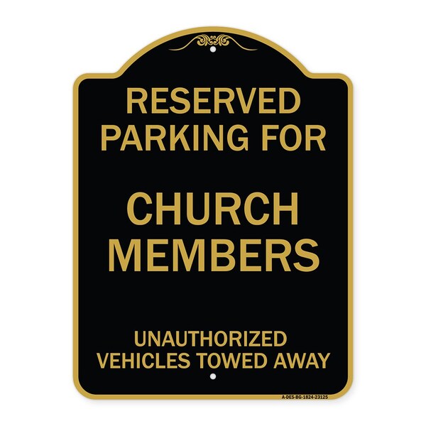 Reserved Parking for Church Members Unauthorized Vehicles Towed Away, Black & Gold, BG-1824-23125